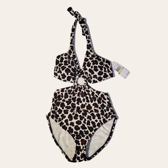 Michael MICHAEL KORS CUT OUT HALTER ONE PIECE SWIMSUIT - SMALL LEOPARD SIZE 4 - Picture 3 of 6